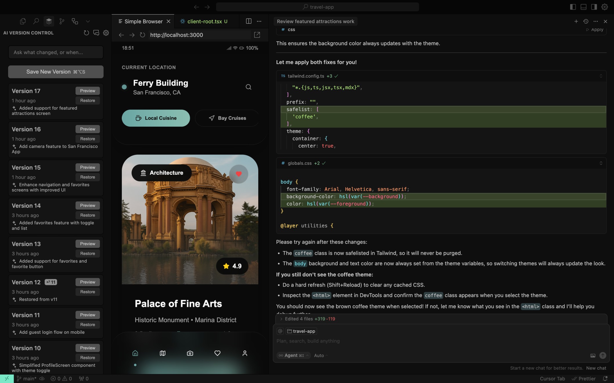 YOYO AI Version Control timeline with instant code restore
